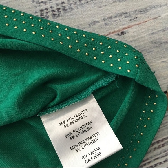 Green Drape neck Top with Gold Accents - Picture 6 of 8